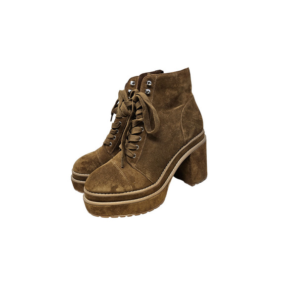 NEW Steve Madden 8.5 Ember Brown Suede Lace Up Chunky Platform Boot Combat Lug - Picture 6 of 6